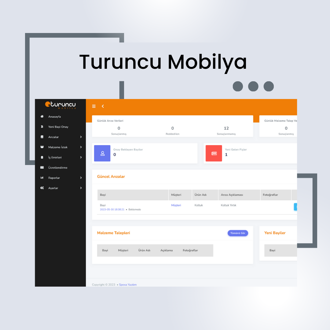 Mobilya Teknik Servis Yönetim Paneli